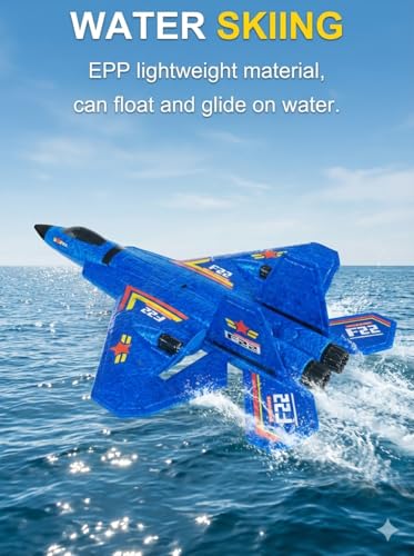 ANTSIR F-22 RC Airplane, 2.4GHz Easy to Fly Foam RC Plane, 2 CH RTF, Blue | Smart Gyro Stabilizer, LED Lights, 3 Rechargeable Batteries, RC Glider Toy Gift for Kids Boys Girls Beginners 8-16 - color: Blue F22-3 Batteries