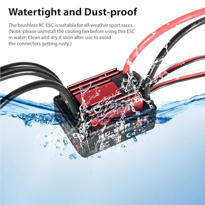 RiToEasysports Esc, Compatible Motor Water Proof Brushless Electronic Speed Controller for 1/10 Rc Crawler Cars (Red XT60 Plug) - color: Red Xt60 Plug