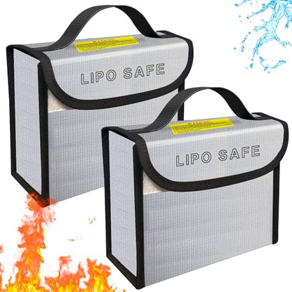 2PCS 185 * 75 * 150mm Lipo Battery Safe Bag Fireproof Charging Bag for RC Lipo Battery Pack Storage Charging Transport, Home Office Travel Lipo Safe Storage Pouch - size: 185x75x150mm (2 pcs)