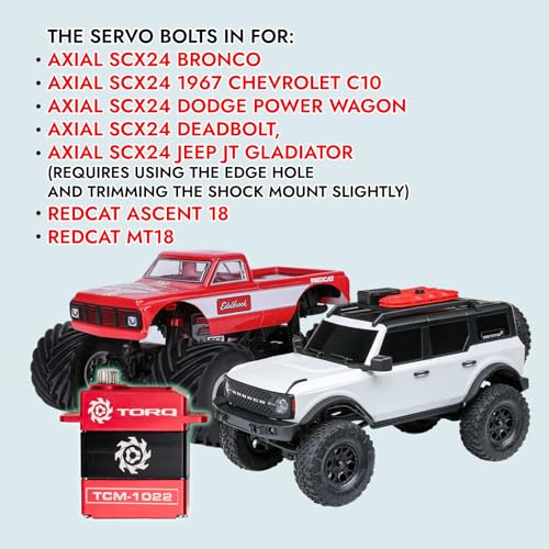 Helidirect TORQ TCM-1022 Full CNC Case Metal Gear Coreless Servo for Small-Scale RC Crawlers - RC Crawler Upgrade RC Servo (TCM-1022)