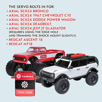 Helidirect TORQ TCM-1022 Full CNC Case Metal Gear Coreless Servo for Small-Scale RC Crawlers - RC Crawler Upgrade RC Servo (TCM-1022)