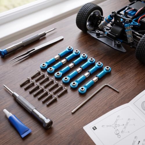 RC Steering Servo Link, RC Truck Upgrade Parts Adjustable Metal Steering Linkage Rods Ends Set for 1:18 Model Car