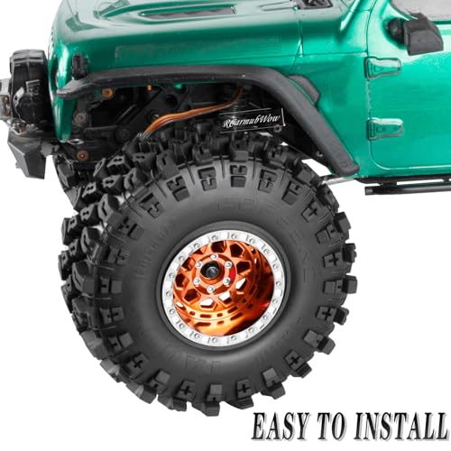 RC Alloy 2.2 Beadlock Wheels for 1/10 SCX10 Capra AMG 6x6 TRX4 Red cat Gen8 Everest Gen7 Pro RC Crawler,Alunium 2.2 Beadlock rc Wheels 2.2 Beadlock Rims,4pcs,Orange - color: Orange(4pcs)