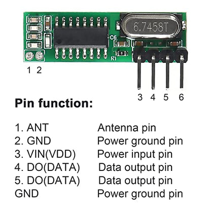 5pcs 433mhz Wireless RF Transmitter and Receiver with Antenna Ask Remote Control Module DIY Kit for Arduino