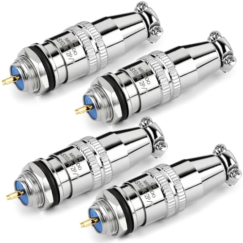 CLYXGS [4 Pack] XS10 Aviation Connector Plug & Socket, 2 Pin, Quick Push-Pull Ball Detent Locking, 10mm Panel Cutout, 6A 250V Industrial Metal Wire Connector Adapter (XS10-2P) - style: XS10-2