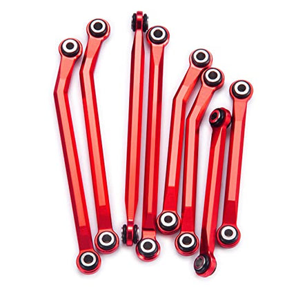 Higher Extra Clearance Links Set Linkage for TRX4M Upgrades 1/18th RC Crawler Car Parts (Red) - color: Red