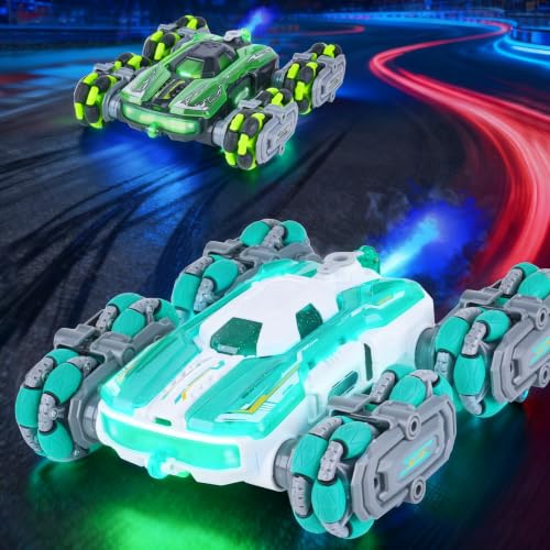 8WD Remote Control Car Toys for Kids, Gesture Sensing RC Stunt Truck | Birthday Gifts, Great for Boys Age 6-12, Cool Toys with Lights Music Spray, Transformable & Durable - color: Sky Blue