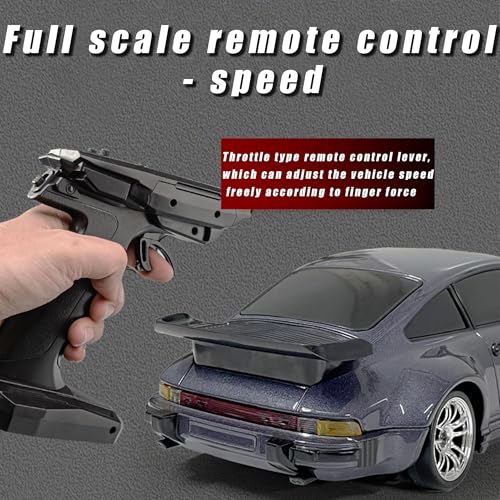 FLYCOLOR LD1898 1/18 RC Drift Car GTR R34 2.4GHz RWD with Gyroscope on-Road Alloy Body Shell Racing Cars Radio Control (Purple) - color: Purple