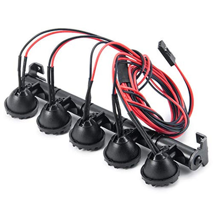 RC-Hub LED Roof Lamp Lights Bar 5 LEDs for 1/10 SCX10 RC Crawler Car - color: 5 leds