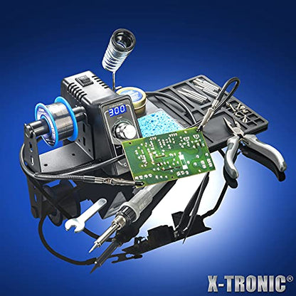 The Original X-Tronic 3020-XTS • 75W Soldering Iron Station Kit • 2 Helping Hands • 5 Extra Tips • Roll of Solder • Brass Sponge & Flux • Tweezers • Solder Sucker • °C/°F Toggle & Sleep Features! - style: Classic Style - 5 Extra Tips Plus Accessories
