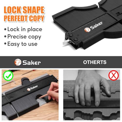 Saker Connection Profile Gauge,Contour Gauge Duplication,Precisely Copy Irregular Shape,Irregular Woodworking Tracing,Must Have Tool for DIY Handyman, Construction (5+10 INCH Connection) - style: Connectable Black（5+10inch）