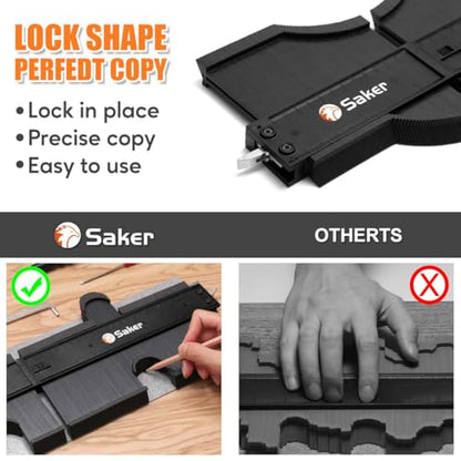 Saker Connection Profile Gauge,Contour Gauge Duplication,Precisely Copy Irregular Shape,Irregular Woodworking Tracing,Must Have Tool for DIY Handyman, Construction (5+10 INCH Connection) - style: Connectable Black（5+10inch）