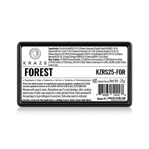 Dome Stroke - Forest (25 gm), Professional 1-Stroke Split Cake, Hypoallergenic, Non-Toxic, Water Activated Face & Body Painting Makeup Supplies for Adults - color: Forest