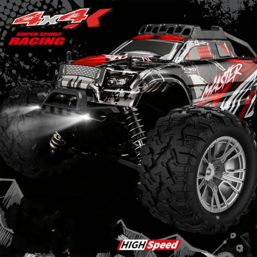 1/16 Scale 4WD RC Monster Truck RTR, 2.4GHz Proportional Off-Road Car | Oversized Off-Road Tires, Metal Shocks, 33KM/H High Speed, Waterproof Design, All Terrains Driving, Gift for Adults
