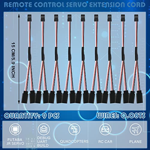 Eccliy 9 Pieces Y Connector 3 Pin Plug Splitters Servo Extension Male to Female Servo Extension Cord Wire Cable Compatible with Jst Rc Jr Futaba Rc Car or Airplanes(Male to 2 Female Y Harness) - style: Male to 2 Female Y Harness