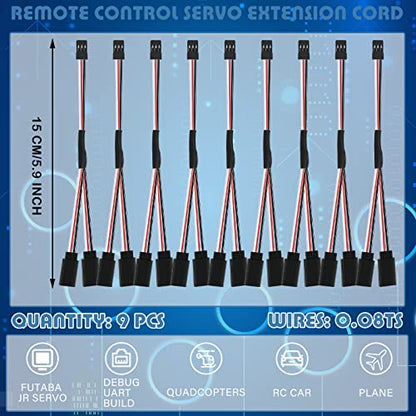 Eccliy 9 Pieces Y Connector 3 Pin Plug Splitters Servo Extension Male to Female Servo Extension Cord Wire Cable Compatible with Jst Rc Jr Futaba Rc Car or Airplanes(Male to 2 Female Y Harness) - style: Male to 2 Female Y Harness