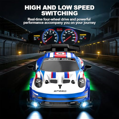 1:24 Scale RC Drift Car 4WD 2.4GHz High Speed Racing Sport Toy Car with LED Lights, Racing and Drift Wheels (E83-Red) - style: E83-Red