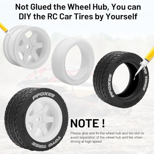 1/14 RC Car On-Road Drift Tires, daitoku 12mm Hex RC Racing Tires for Tamiya M08/05/06 MF-01X - Style E (White) - style: Style E
