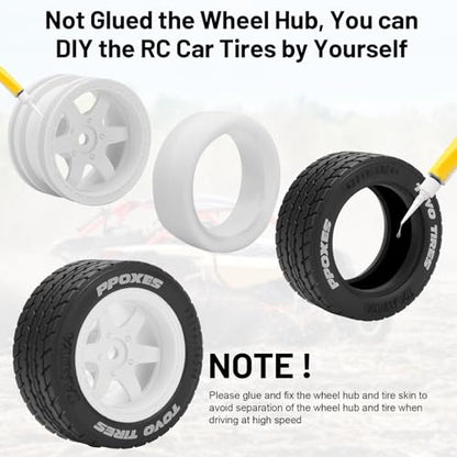 1/14 RC Car On-Road Drift Tires, daitoku 12mm Hex RC Racing Tires for Tamiya M08/05/06 MF-01X - Style E (White) - style: Style E
