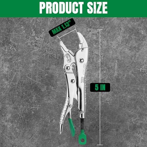SK 5" Curved Jaw Locking Pliers, Vice Grips, Premium CR-V Steel | Vise Grip Pliers, Nickel-Plated Finish, Ergonomic Anti-slip Handle, Ideal for Welding or Assembly - size: 5"