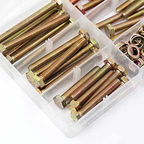 144Pcs Grade 8.8 M6 Hex Head Screws Bolts and Nuts Flat & Lock Washers Assortment Kit 20mm 30mm 40mm 50mm 60mm 70mm - color: M6--36Sets Bolts and Nuts Kit