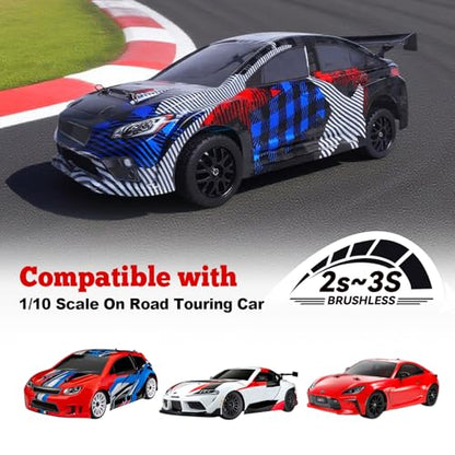 Hobbypark (4-Pack) OD 2.56''(65mm) Rubber Tires & Wheels 12mm Hex Drive Hub for 1/10th Scale RC Touring Car