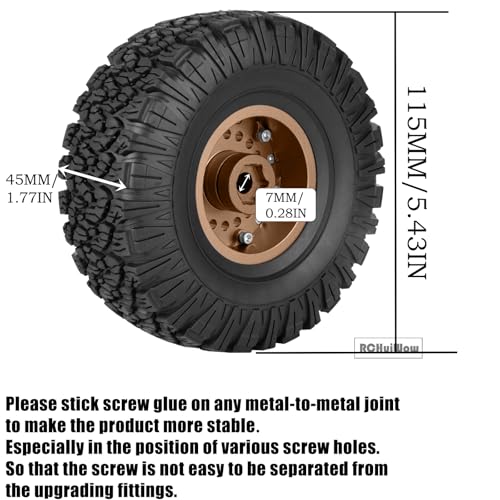 RC 1.9 Beadlock Wheels and Tires Rainbow Wheels for 1/10 SCX10 90046 AXI03007 TRX4 VS4-10 Gen8 MST CFX,Alloy Aluminium 1.9 rc Wheels 1.9 rc Beadlock Tires,Bronze