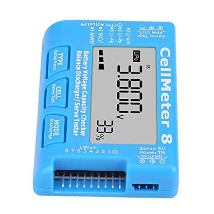 Lipo Battery Checker RC CellMeter,8 Digital Battery Capacity Voltage Checker Meter LiPo Li lon NiMH RC CellMeter