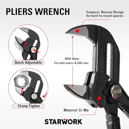 STARWORK TRUE MECHANIC™ 312-Piece Mechanics Tool Set and Socket Set, Professional【Pliers Wrench】 SAE/Metric - size: 312 PW