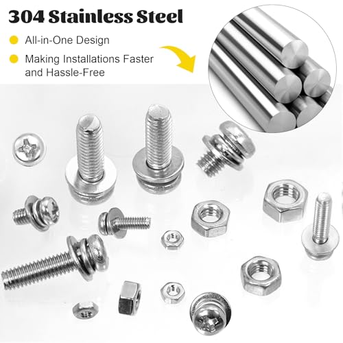640PCS Machine Screws Assortment Kit, M2 M2.5 M3 M4 M5 Phillips Pan Head Bolts and Nuts Assorted Set, 304 Stainless Steel Metric Combination Screw with Fixed Washers (All-in-One Design) - size: SS M2M2.5M3M4M5 640pcs