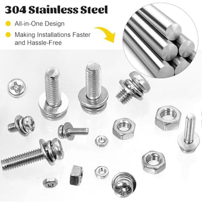 640PCS Machine Screws Assortment Kit, M2 M2.5 M3 M4 M5 Phillips Pan Head Bolts and Nuts Assorted Set, 304 Stainless Steel Metric Combination Screw with Fixed Washers (All-in-One Design) - size: SS M2M2.5M3M4M5 640pcs
