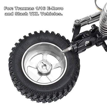kingsea RC Front & Rear Aluminum Wheel Hubs Hex Driver Adapter 12 mm Upgrade 7154 Compatible with Traxxas 4x4 Slash E-Revo Summit 1/16 Truck Car - color: Silver