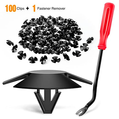 GOOACC 100Pcs Hood Insulation Retainer Clips OEM Replacement -#4878883AA | Compatible with Jeep Grand Cherokee Dodge Ram Chrysler Plymouth, with 1PC Fastener Remover - color: 100Pcs Clips +Remover