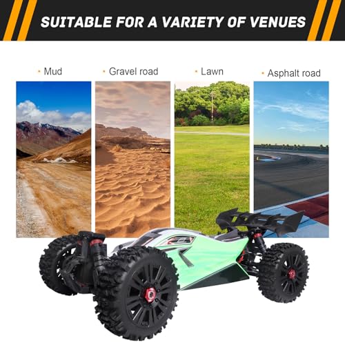 Pre-Glued RC Buggy Tires & Wheels Rims Set with Foam Inserts for 1/8 Arrma Typhon 6S 3S Blx Losi 8ight Tekno Kyosho Hobao Off-Road Car(4Pcs)