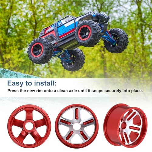 MECCANIXITY 4Pcs RC Car Wheel Rims, 20.5mm Dia 5-Spoke Red Aluminum Alloy Wheel Rims Hex Hub for HSP RC Drift Racing Touring Car - color: Red, size: 20.5mm Dia