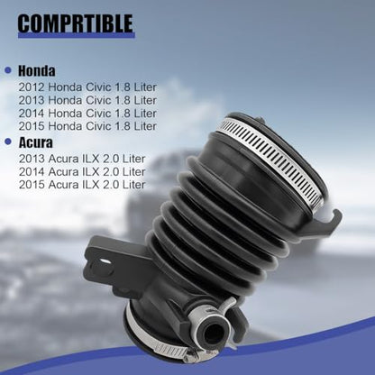 HZEL Car Air Cleaner Intake Hose Tube, OEM#17225-R1A-A01 Rubber Vehicle Engine Filter Air Intake Hose Duct with 3 Clamps, Auto Engine Filter Boot Replacement, Compatible with Civic Ilx