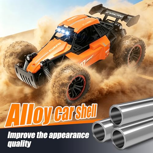 Jiakora RC Monster Truck with Sturdy Metal Body, High Speed Off-Road RC Crawler with Bright LED Headlights, All-Terrain Racing RC Car Toys, Christmas Birthday Gifts for 6-12 Year Old Boys Girls Kids - color: Orange