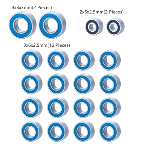 Sealed Bearing Compatible with Axial SCX24 for 90081 AXI00001 AXI00002 AXI00004 AXI00005 AXI00006 1/24 RC Crawler Car 20PCS Steel Ball Bearing Set