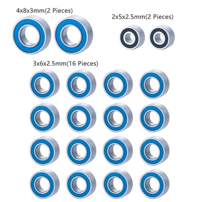 Sealed Bearing Compatible with Axial SCX24 for 90081 AXI00001 AXI00002 AXI00004 AXI00005 AXI00006 1/24 RC Crawler Car 20PCS Steel Ball Bearing Set