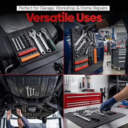 Magnetic Tool Mat, Double-Sided Magnetic Tool Holder Pad for Mechanics, Portable Magnetic Mat for Tools, Bolts, Nuts, Screws, Sockets & Wrenches12 x12 - size: 12x12