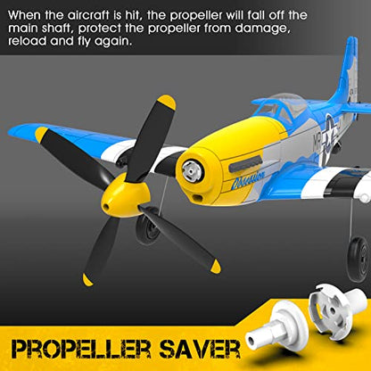 P51 Mustang RC Plane 4-Channel with X-Pilot Stabilization for Adult | 2.4G RTF Remote Control Airplane with 3 Assist Modes & 3D Aerobatics, 3 Batteries, One Key Aerobatics for Beginner(Blue) - color: Blue
