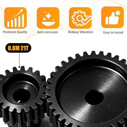 3-Pack Steel Metal 0.8M 5mm Pinion Motor Gear Sets 21T Compatible with HPI Kyosho Losi Axial Tamiya 1/8 1/10 RC Car Monster Truck Buggy, 0.8 Module Gear for Traxxsa Arrma - style: 3Pcs 21T