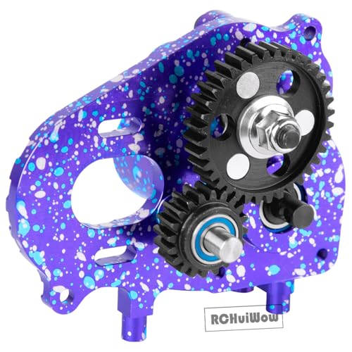 RC Transmission w/Gear Upgrades Part for 1/10 SCX10 AXI03004 Capra 1.9 UTB,Aluminium Alloy Complete Gearbox Transmission Case with Gear,Mix Purple&Blue - color: Multicolorred(1set)