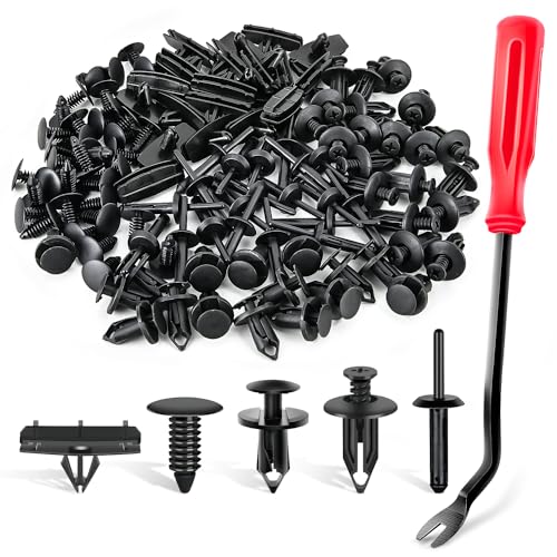 GOOACC 121Pcs Automotive Bumper Retainer Clips with Fastener Remover Compatible with Jeep Wrangler Chrysler Dodge Ram Nylon Rivets 6506007AA 6502625 6503598 - color: 120Pcs Clips + Remover