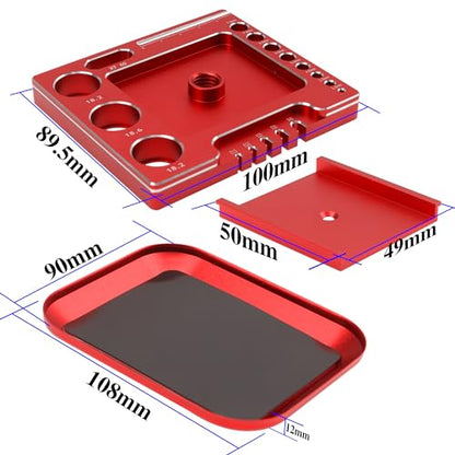 RC Car Work Stand 360 Degree Rotation Repair Workstation Stand Kit Compatible with Traxxas TRX4M Axial SCX24 FMS FCX24 Wltoys 1/18 1/24 Scale RC Car (Red) - color: Red