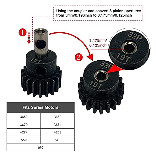 Metal Steel 6878 Differential Gear Complete Slipper Clutch and 32P 15T/17T/19T Pinions Gear Set for Traxxas Slash 4X4 / Stampede 4X4 / Rustle 4X4 Replace 6878