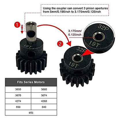 Metal Steel 6878 Differential Gear Complete Slipper Clutch and 32P 15T/17T/19T Pinions Gear Set for Traxxas Slash 4X4 / Stampede 4X4 / Rustle 4X4 Replace 6878