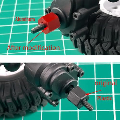 4PCS/Set Aluminum RC Car Wheel Hubs Adapters for Redcat Ascent 1/18th RC Crawler Car Upgrades (Blue) - color: Blue