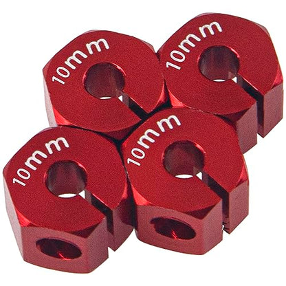 Aluminum Alloy 12mm Wheel Hex Hub Drive Adapters with Pins Screws Compatible with Axial SCX10 HSP HPI Tamiya Redcat 1/10 RC Crawler Car (10mm, Red) - color: Red, size: 10mm