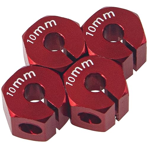 Aluminum Alloy 12mm Wheel Hex Hub Drive Adapters with Pins Screws Compatible with Axial SCX10 HSP HPI Tamiya Redcat 1/10 RC Crawler Car (10mm, Red) - color: Red, size: 10mm